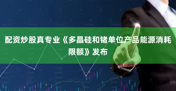 配资炒股真专业《多晶硅和锗单位产品能源消耗限额》发布