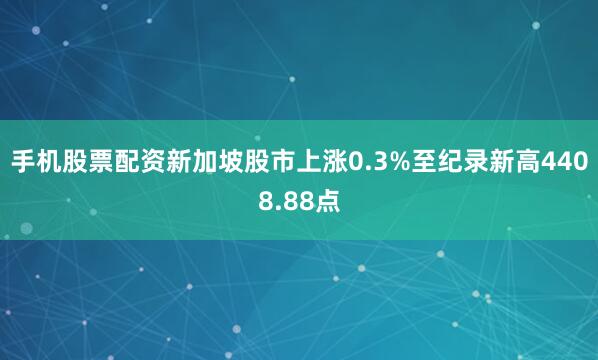 手机股票配资新加坡股市上涨0.3%至纪录新高4408.88点