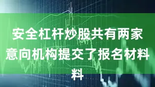 安全杠杆炒股共有两家意向机构提交了报名材料